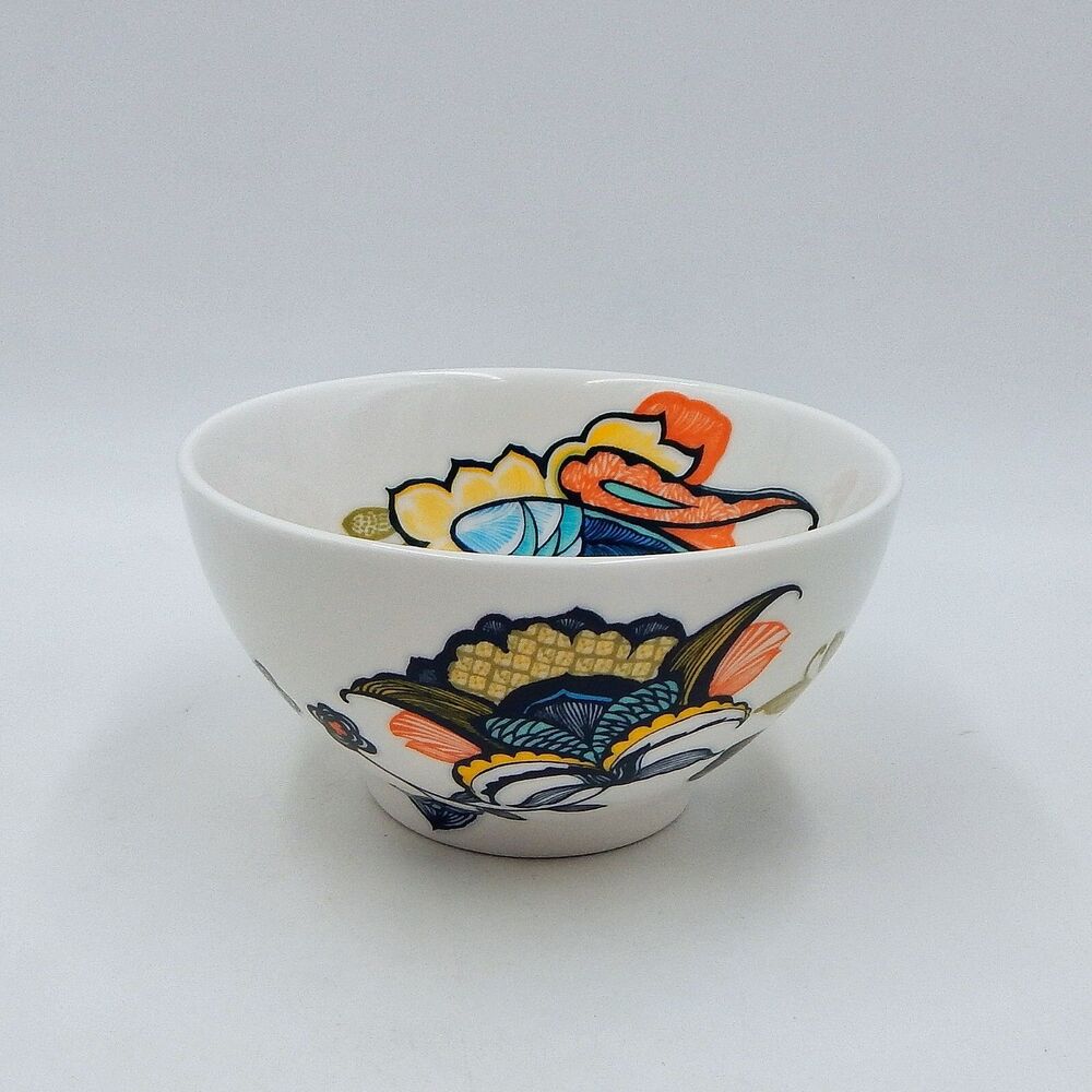 Anthropologie Cereal Soup Noodle Bowl Floral 6 Inch Footed Colorful
